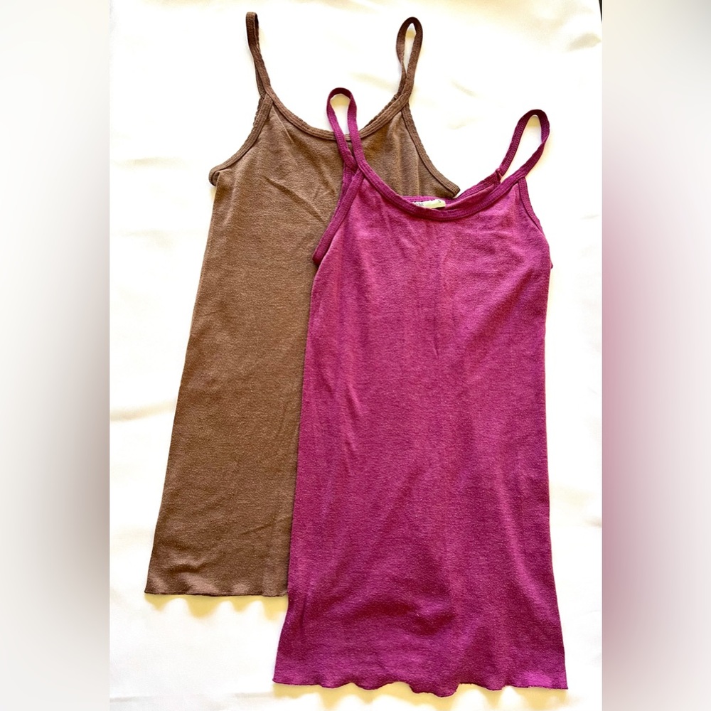 Nordstrom spaghetti strap longline tank set of two purple brown size small Y2K